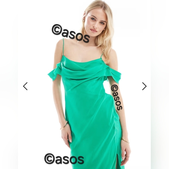 ASOS | Cami Cowl Cold Shoulder Prom Dress in Green sz 2 - Picture 9 of 10
